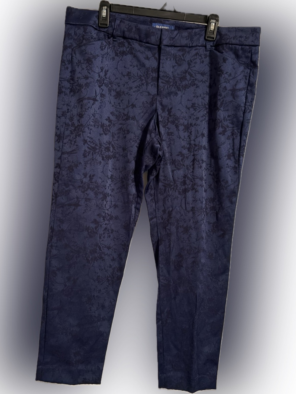 Old Navy Dark Navy Floral Jacquard Mid-Rise Pixie Pants